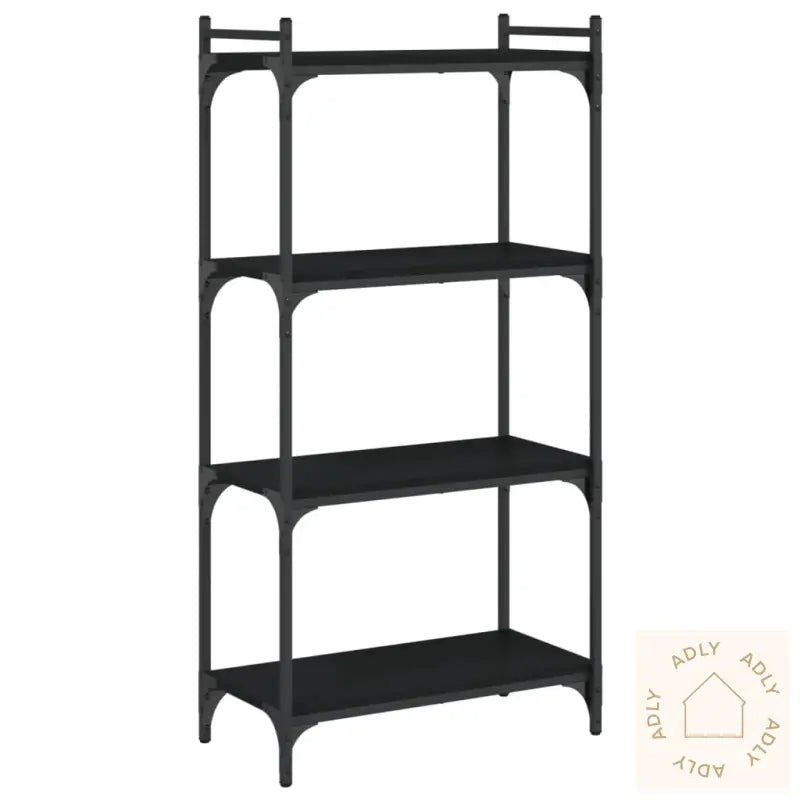 Bokhylle 4 Etasjer Svart 60X30X120 Cm Konstruert Tre