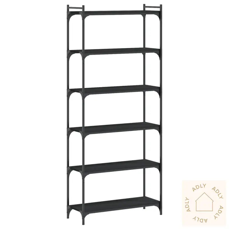 Bokhylle 6 Etasjer Svart 80X30X188 Cm Konstruert Tre