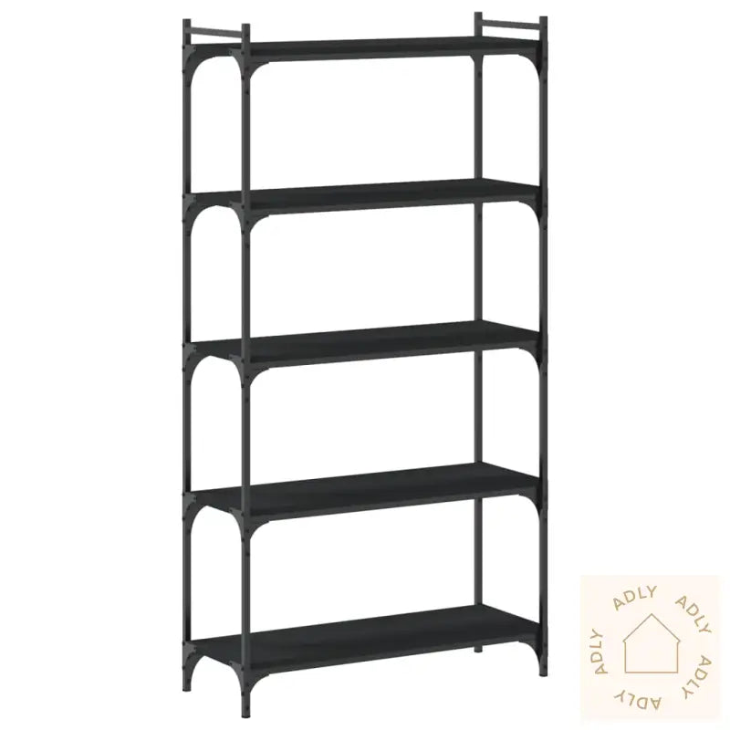Bokhylle 5 Etasjer Svart 80X30X154 Cm Konstruert Tre