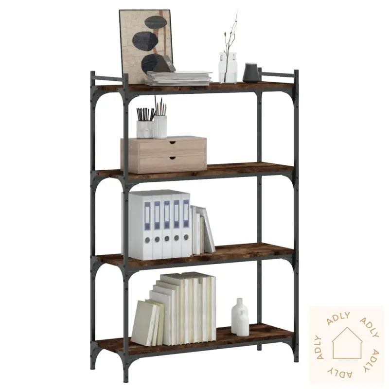 Bokhylle 4 Etasjer Røkt Eik 80X30X120 Cm Konstruert Tre