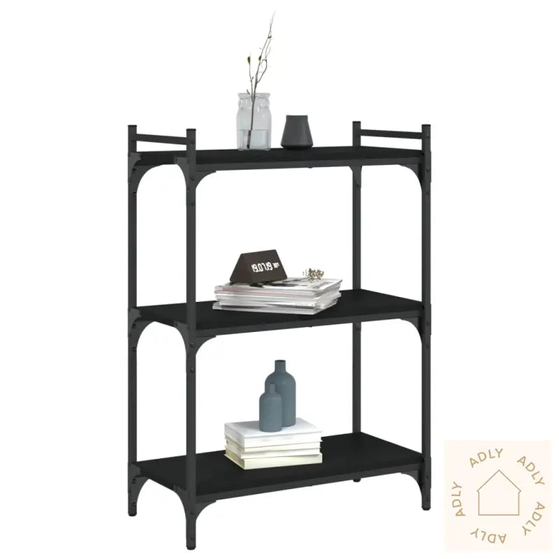 Bokhylle 3 Etasjer Svart 60X30X86 Cm Konstruert Tre