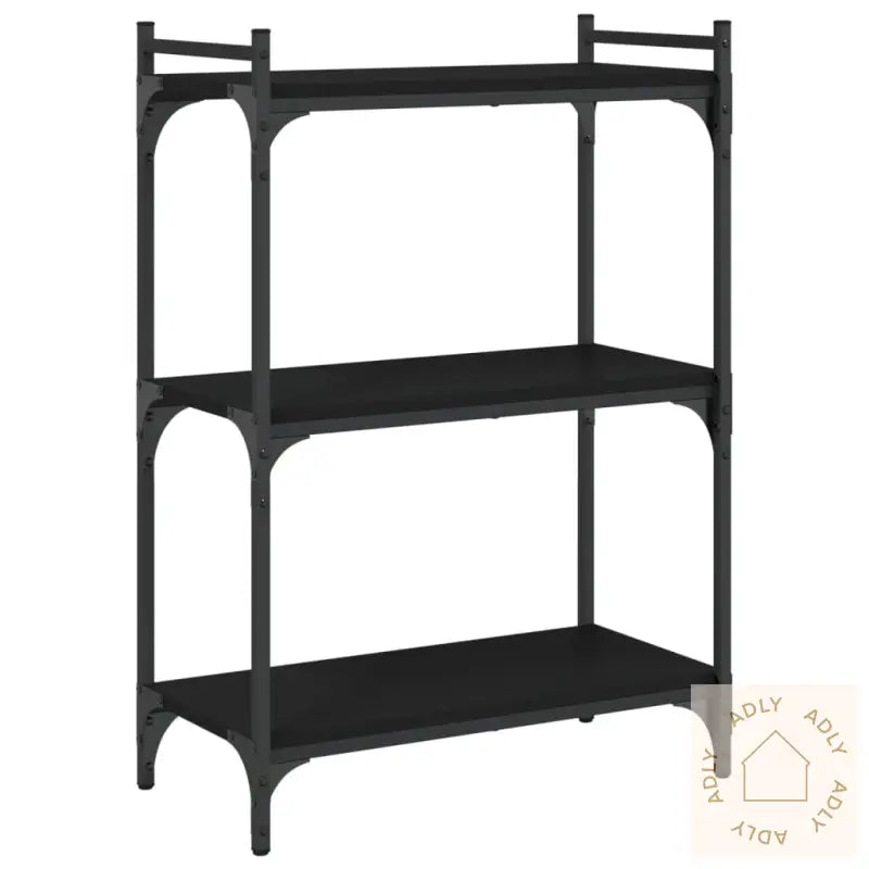 Bokhylle 3 Etasjer Svart 60X30X86 Cm Konstruert Tre