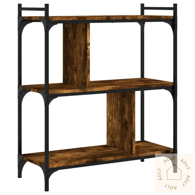 Bokhylle 3 Etasjer Røkt Eik 76X32X88 Cm Konstruert Tre