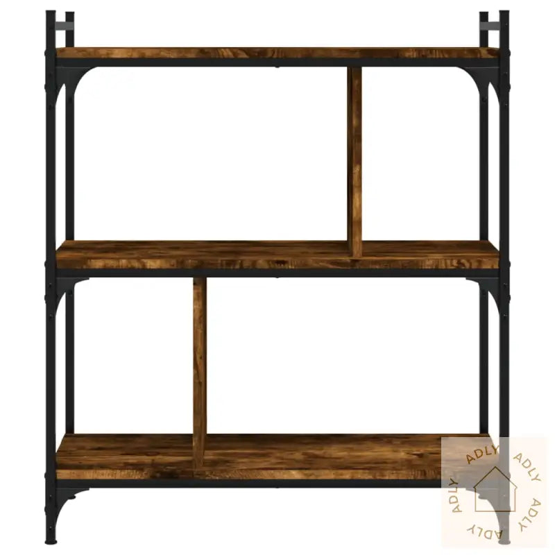 Bokhylle 3 Etasjer Røkt Eik 76X32X88 Cm Konstruert Tre