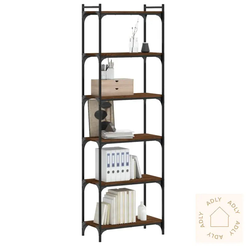 Bokhylle 6 Etasjer Brun Eik 60X30X188 Cm Konstruert Tre