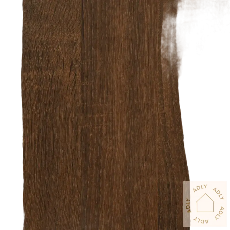 Dark brun eik treverk på Bokhylle i brun eik med justerbare føtter og slitesterkt materiale