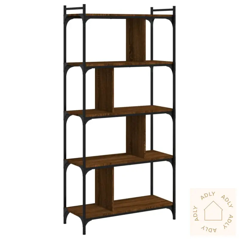 Bokhylle 5 Etasjer Brun Eik 76X32X158 Cm Konstruert Tre