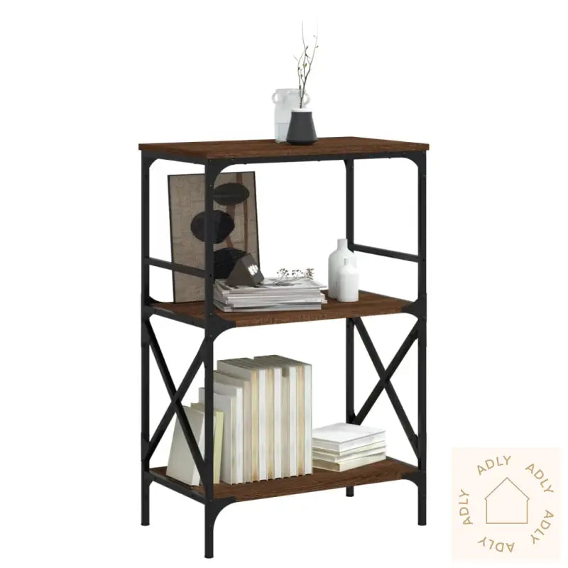 Bokhylle 3 Etasjer Brun Eik 59X35X90,5 Cm Konstruert Tre