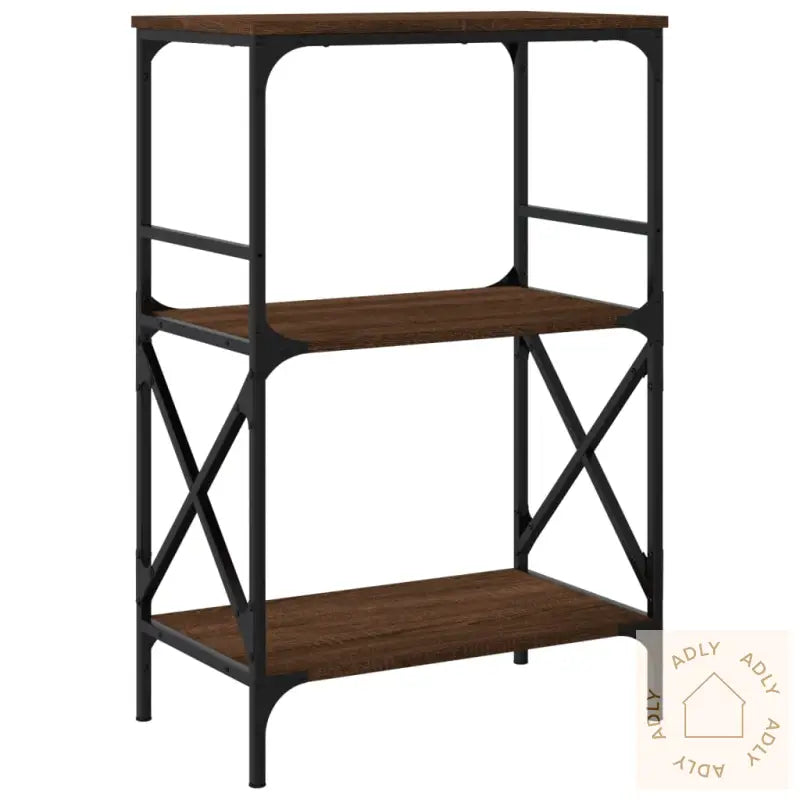 Bokhylle 3 Etasjer Brun Eik 59X35X90,5 Cm Konstruert Tre