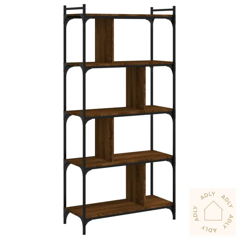 Bokhylle 5 Etasjer Brun Eik 76X32X158 Cm Konstruert Tre