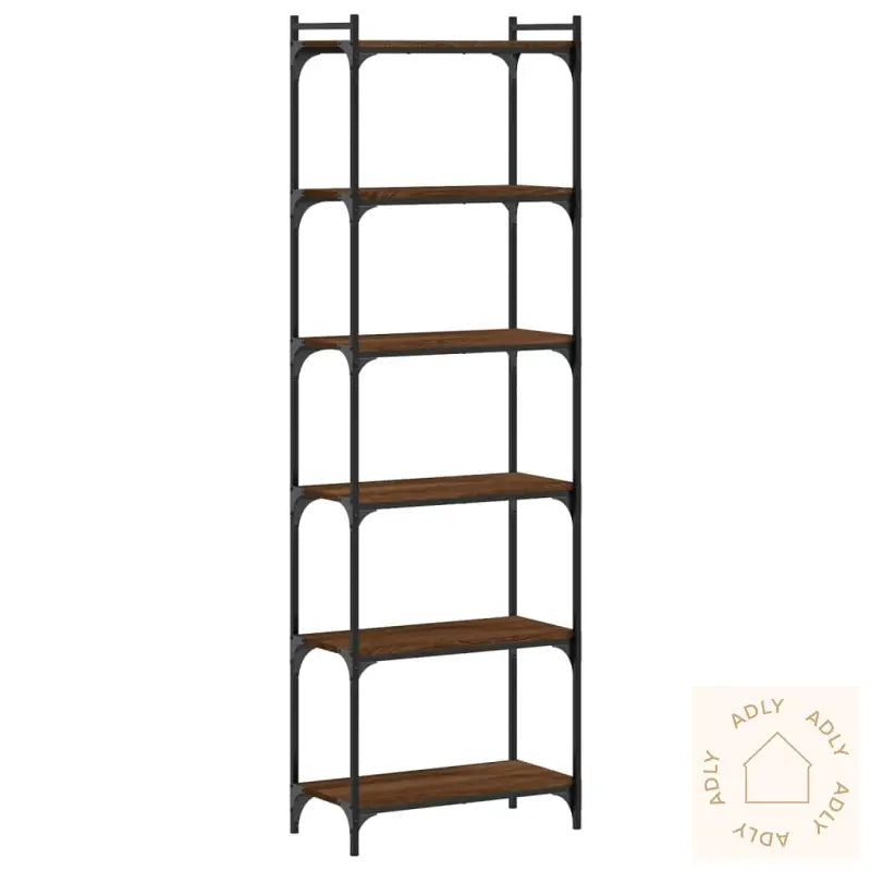 Bokhylle 6 Etasjer Brun Eik 60X30X188 Cm Konstruert Tre