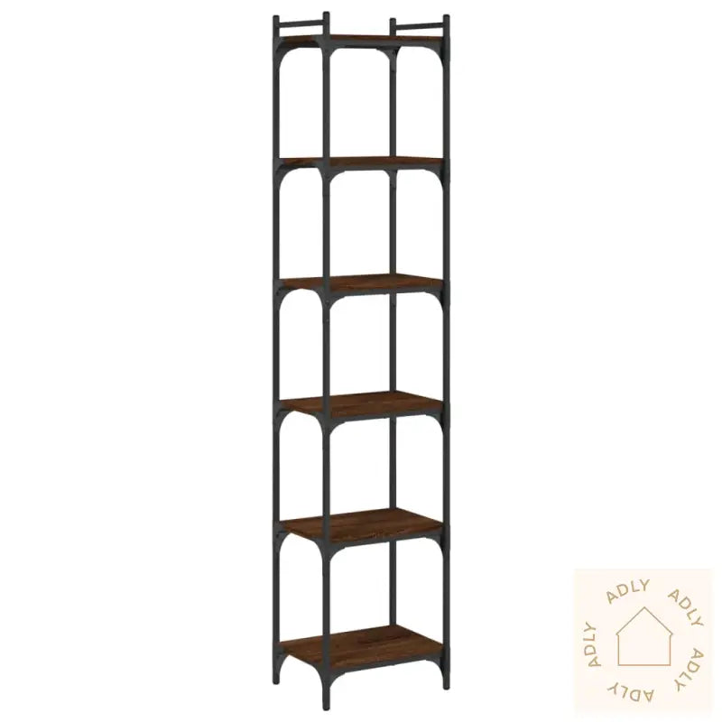 Bokhylle 6 Etasjer Brun Eik 40X30X188 Cm Konstruert Tre