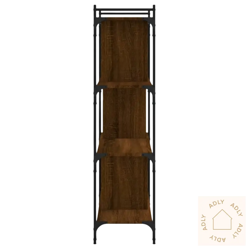 Industrial-stil brun eik bokhylle med justerbare føtter og slitesterkt materiale