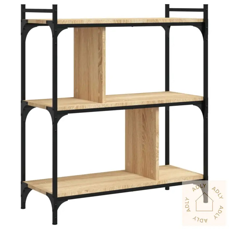 Bokhylle 3 Etasjer Sonoma Eik 76X32X88 Cm Konstruert Tre