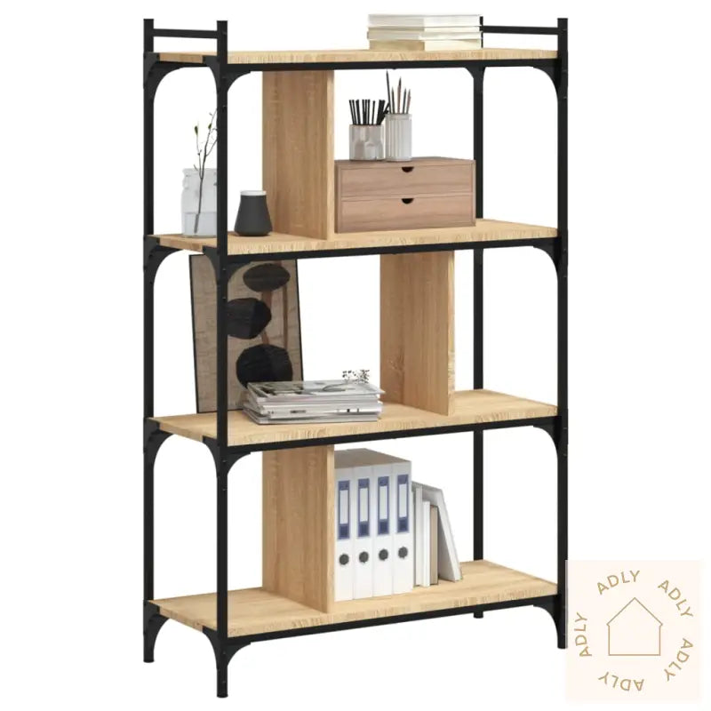 Bokhylle 4 Etasjer Sonoma Eik 76X32X123 Cm Konstruert Tre