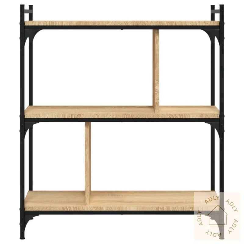 Bokhylle 3 Etasjer Sonoma Eik 76X32X88 Cm Konstruert Tre