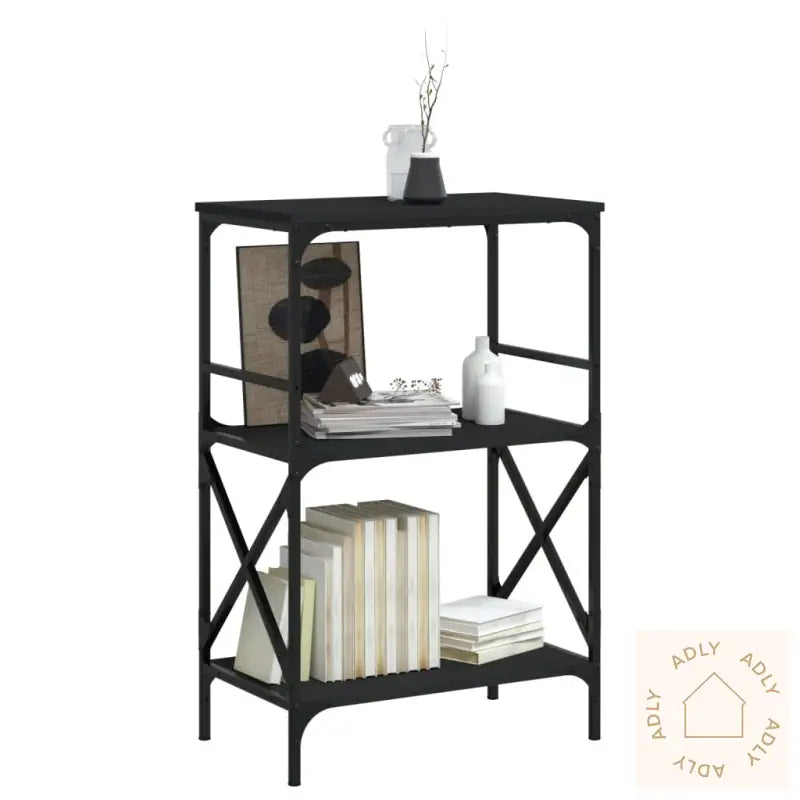 Bokhylle 3 Etasjer Svart 59X35X90,5 Cm Konstruert Tre