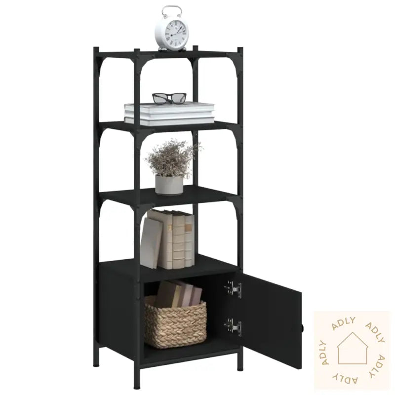 Bokhylle 3 Etasjer Svart 41X30X109,5 Cm Konstruert Tre