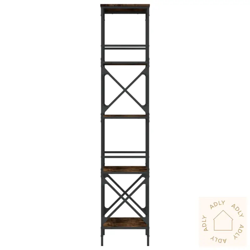 Bokhylle 5 Etasjer Røkt Eik 59X35X171 Cm Konstruert Tre