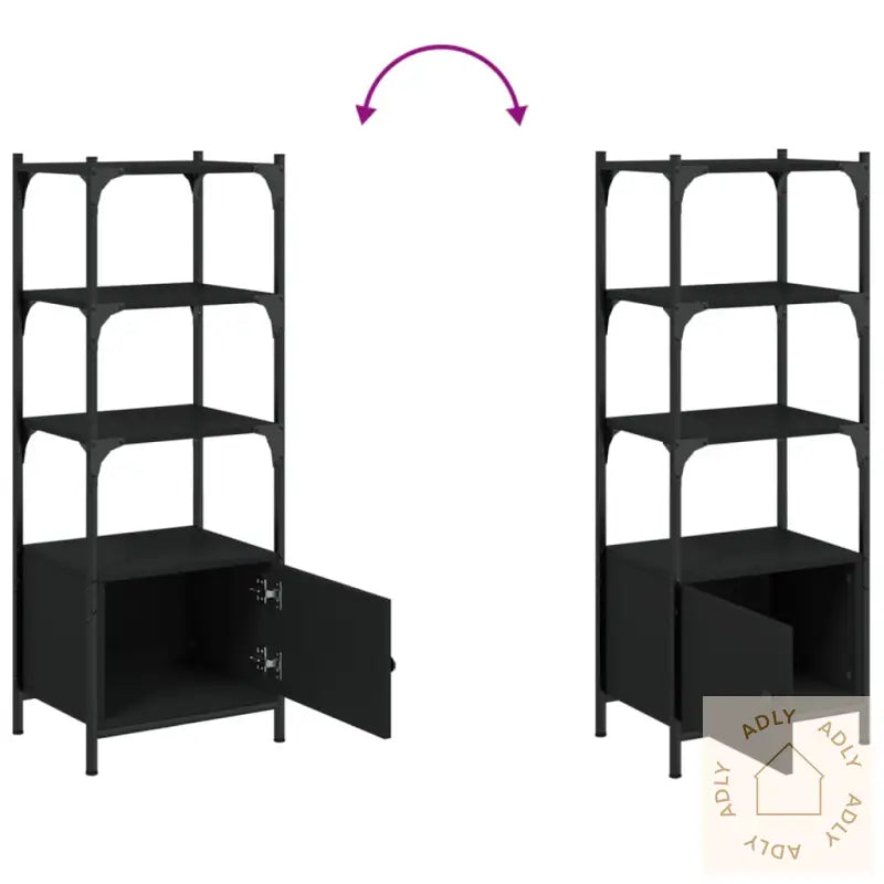 Bokhylle 3 Etasjer Svart 41X30X109,5 Cm Konstruert Tre