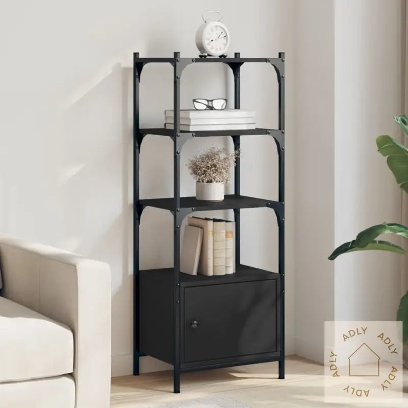 Bokhylle 3 Etasjer Svart 41X30X109,5 Cm Konstruert Tre
