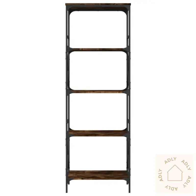 Bokhylle 5 Etasjer Røkt Eik 59X35X171 Cm Konstruert Tre