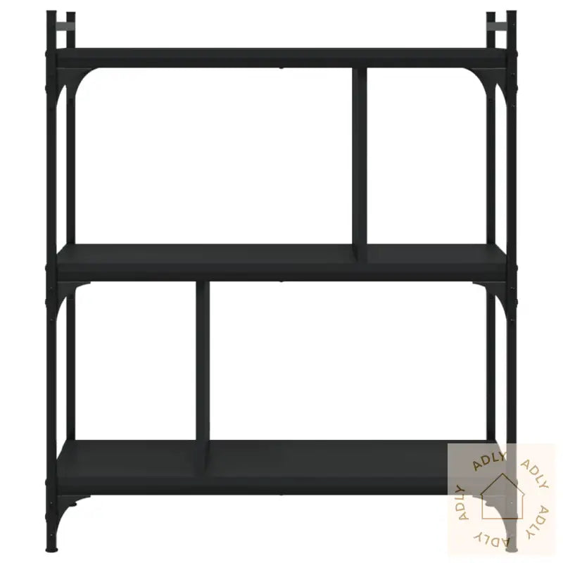 Bokhylle 3 Etasjer Svart 76X32X88 Cm Konstruert Tre