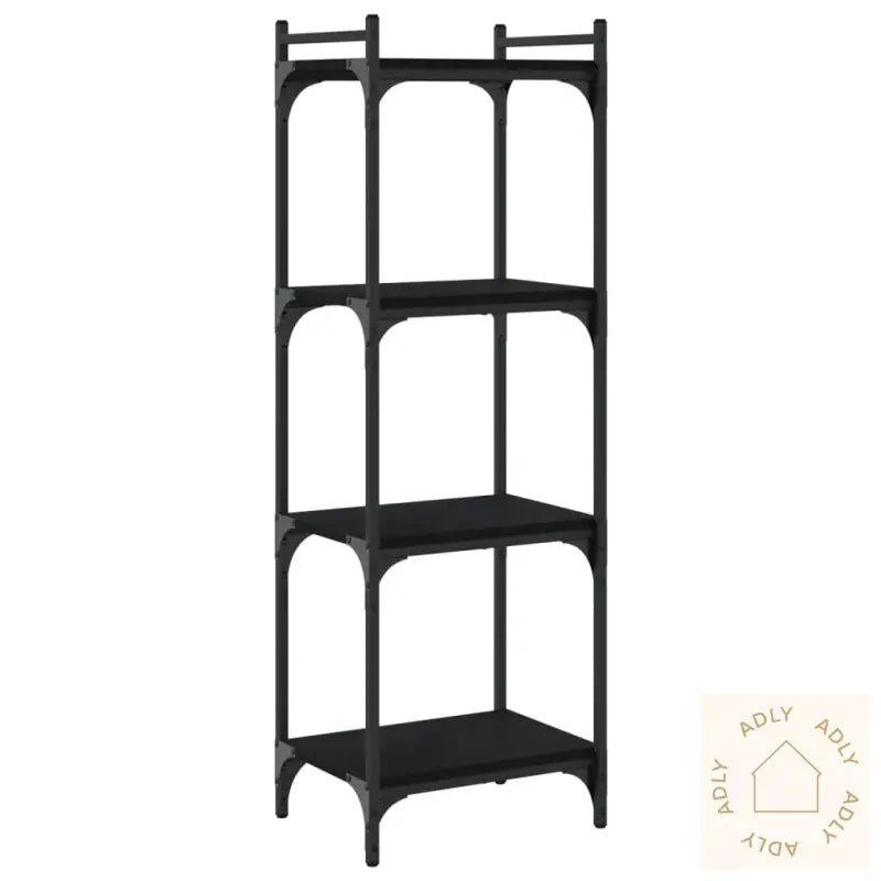 Bokhylle 4 Etasjer Svart 40X30X120 Cm Konstruert Tre
