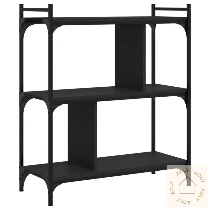 Bokhylle 3 Etasjer Svart 76X32X88 Cm Konstruert Tre