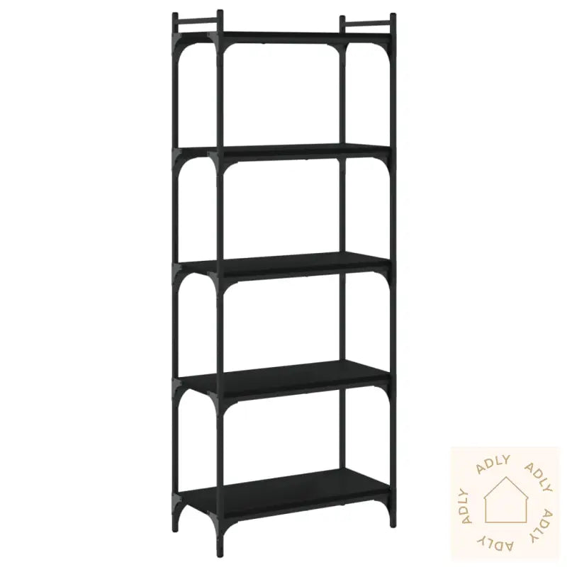 Bokhylle 5 Etasjer Svart 60X30X154 Cm Konstruert Tre