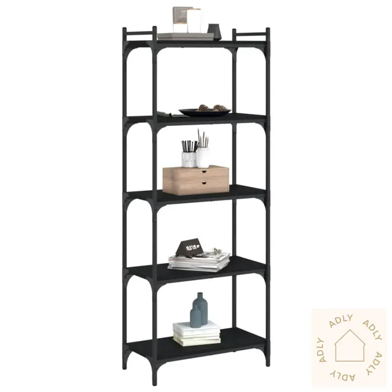 Bokhylle 5 Etasjer Svart 60X30X154 Cm Konstruert Tre