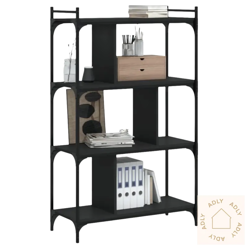 Black metallhylle med justerbare føtter, montering kreves, perfekt for hjemmehagemøbler