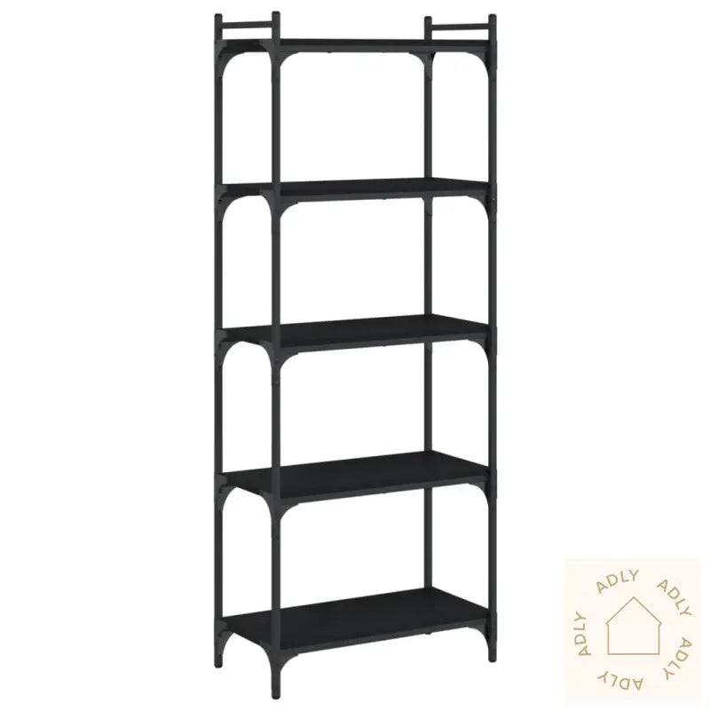 Bokhylle 5 Etasjer Svart 60X30X154 Cm Konstruert Tre