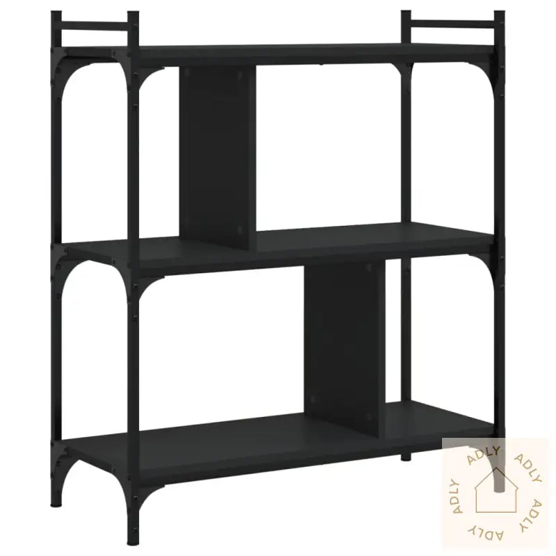 Bokhylle 3 Etasjer Svart 76X32X88 Cm Konstruert Tre