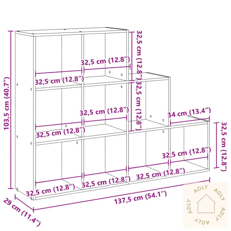 Bokhylle 3 Etasjer Hvit 137,5X29X103,5 Cm Konstruert Tre