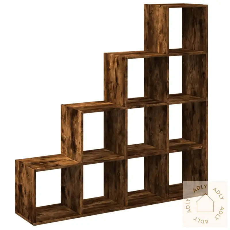 Bokhylle 4 Etasjer Røkt Eik 131,5X29X131,5 Cm Konstruert Tre