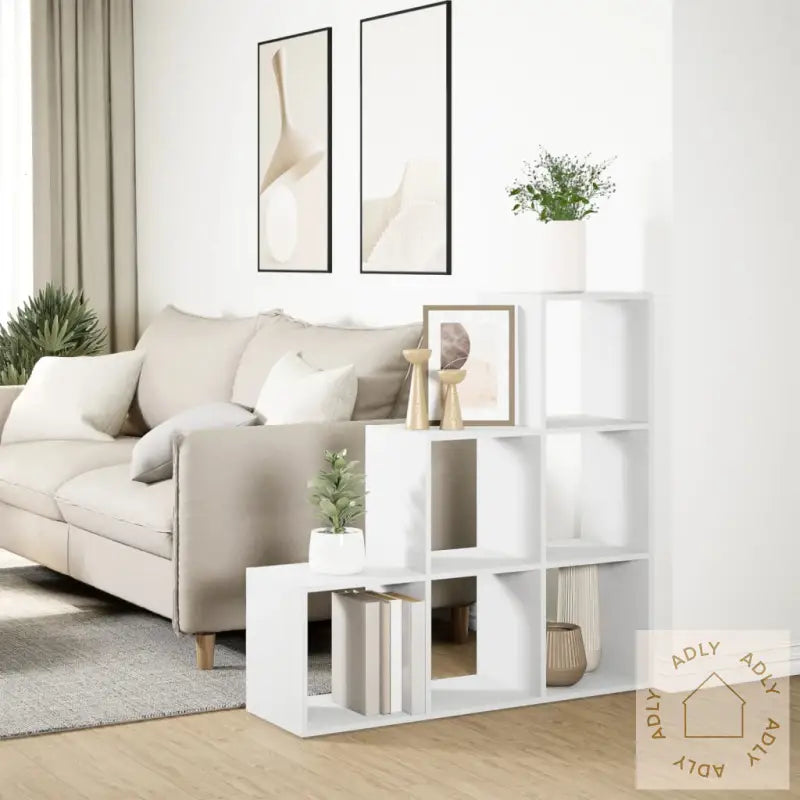 Romdeler Bokhylle 3 Etasjer Hvit 99X29X99 Cm Konstruert Tre
