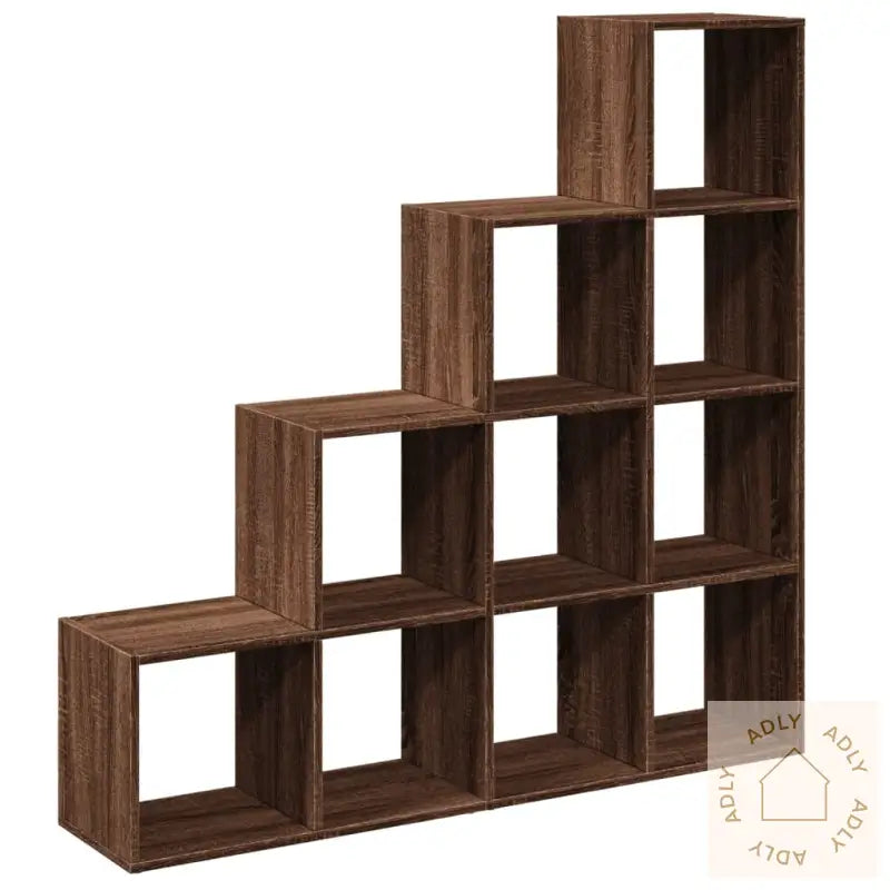 Bokhylle 4 Etasjer Brun Eik 131,5X29X131,5 Cm Konstruert Tre
