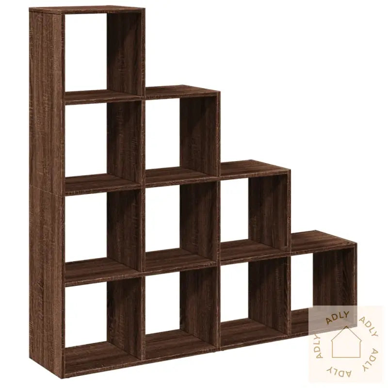 Bokhylle 4 Etasjer Brun Eik 131,5X29X131,5 Cm Konstruert Tre