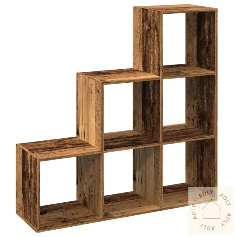 Romdeler Bokhylle 3 Lag Gammelt Eik 99X29X99 Cm Konstruert Tre