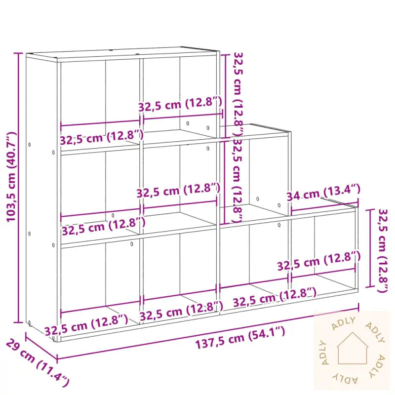 Bokhylle 3 Etasjer Svart 137,5X29X103,5 Cm Konstruert Tre