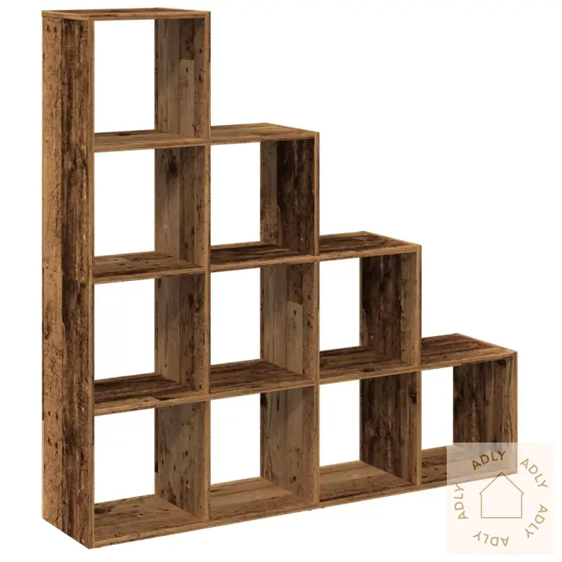Bokhylle 4 Etasjer Gammelt Eik 131,5X29X131,5 Cm Konstruert Tre