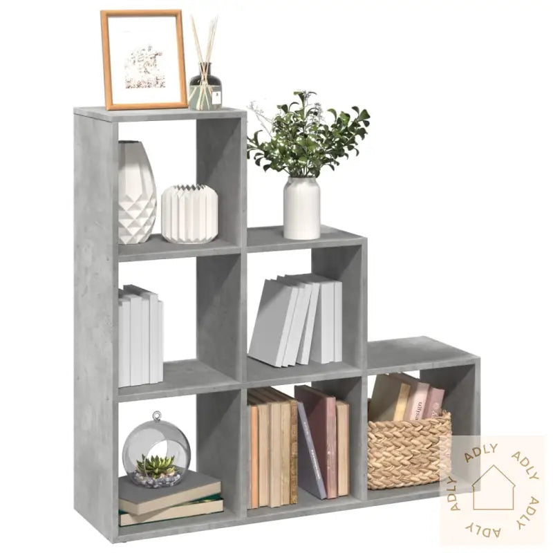 Romdeler Bokhylle 3 Etasjer Betonggrå 99X29X99Cm Konstruert Tre