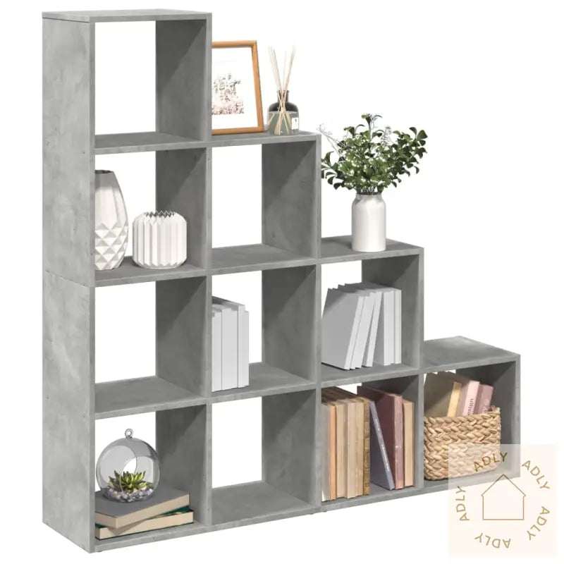 Bokhylle 4 Etasjer Betonggrå 131,5X29X131,5 Cm Konstruert Tre