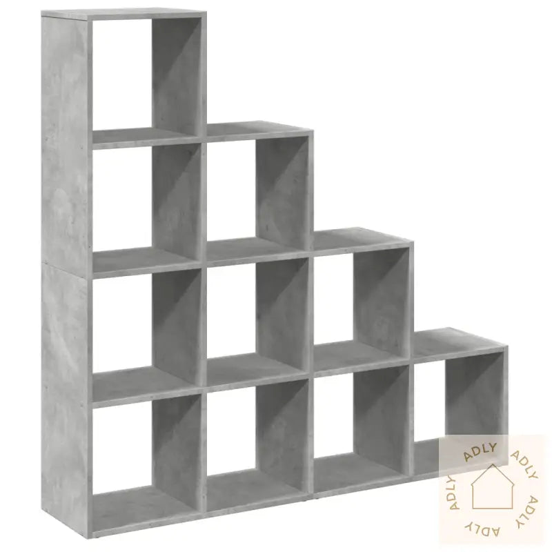 Bokhylle 4 Etasjer Betonggrå 131,5X29X131,5 Cm Konstruert Tre