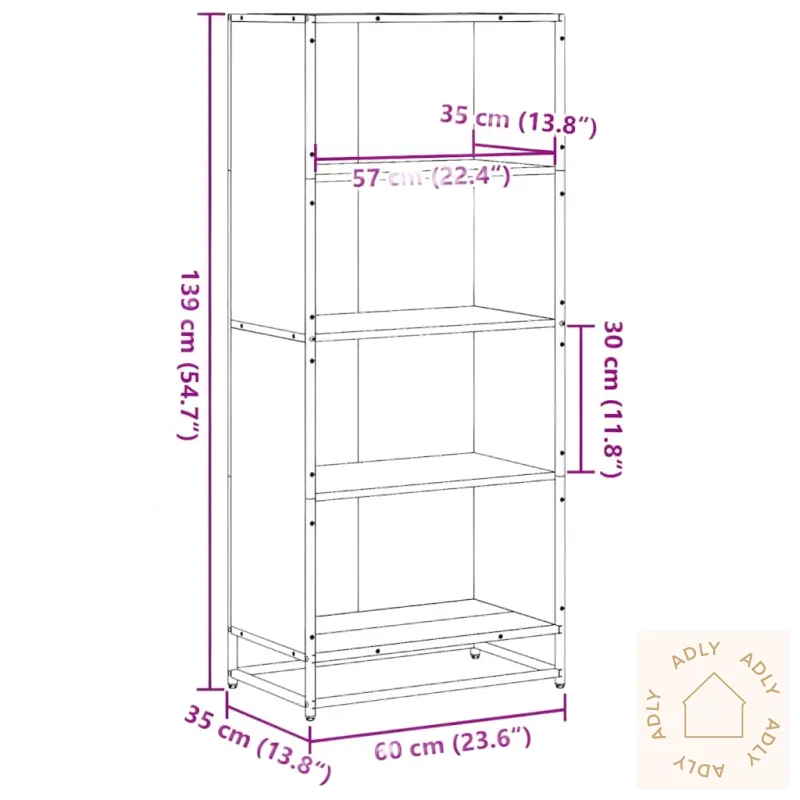 Tall shelving unit i Sonoma Eik med slitesterkt materiale og maksimal lastekapasitet