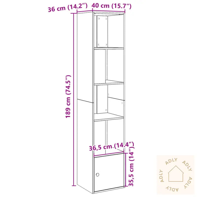 Bokhylle Hvit 40X36X189 Cm Konstruert Tre