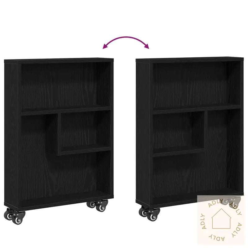 Smal Lagringstrolley Svart Eik 48X13X68 Cm Konstruert Tre