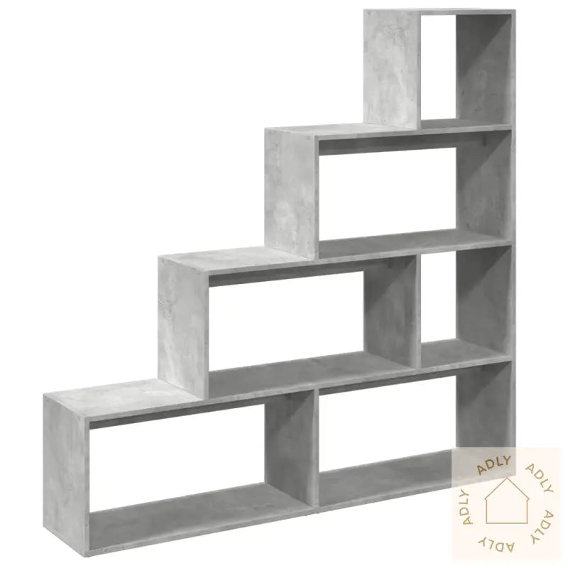 Bokhylle 4 Etasjer Betonggrå 143,5X29X143,5 Cm Konstruert Tre