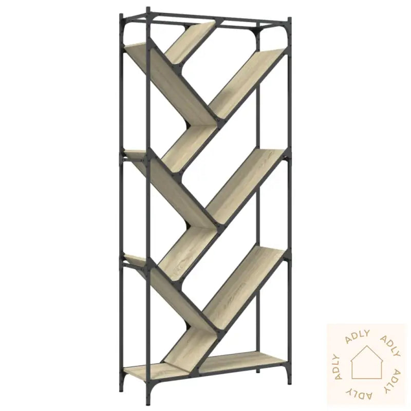 Bokhylle Sonoma Eik 79X30X180 Cm Konstruert Tre Og Metall